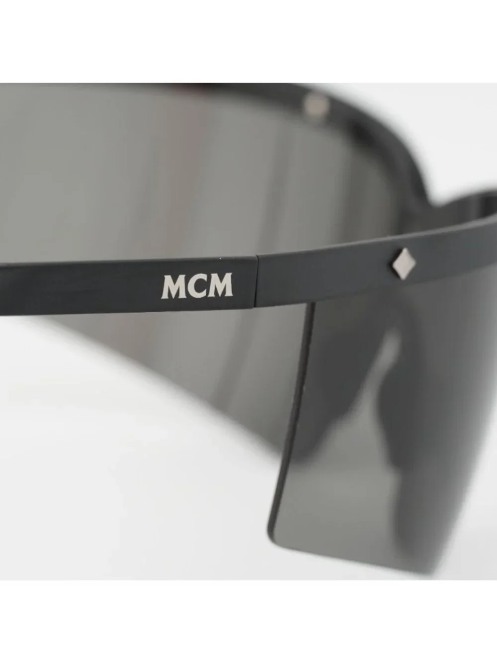 MCM MW0016 02A Sunglasses Black Shield Frame, Smoke Lenses